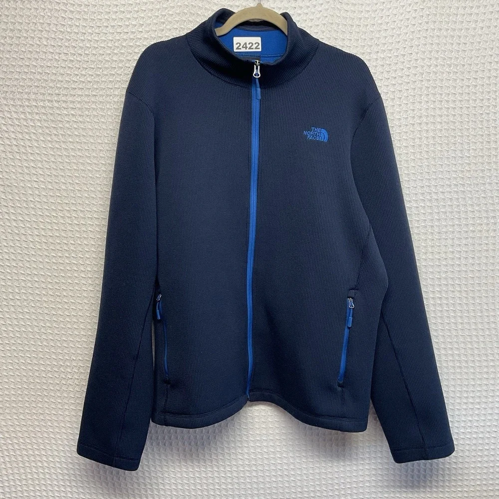 The North Face Men's XL Krestwood Ribbed Thick Knit Full Zip Jacket Blue WornOnc
